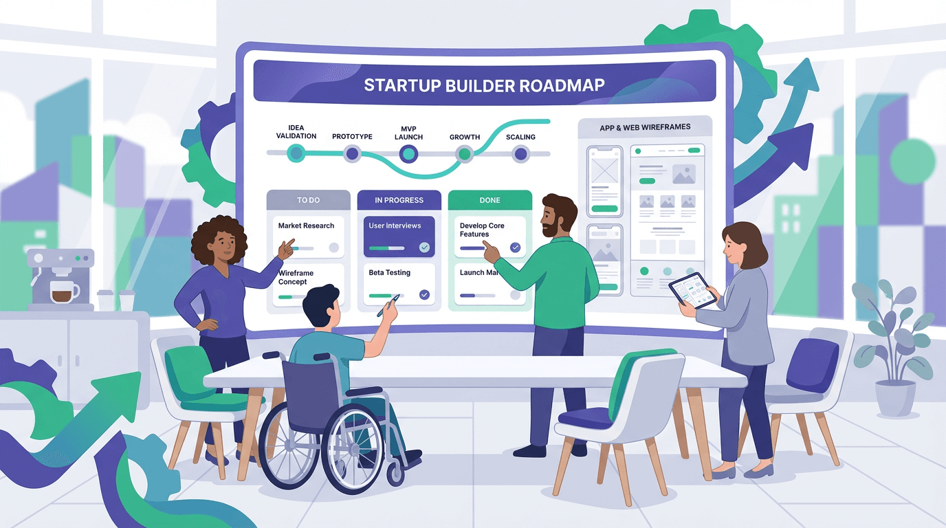 RiseFlow Hub startup roadmap illustration